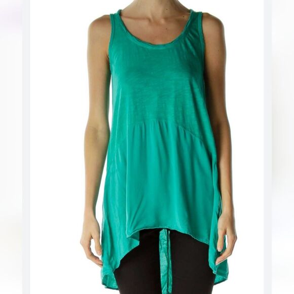 NEW ANTHROPOLOGIE Sleeveless High Low Tunic Top Dress Green S - Picture 1 of 10
